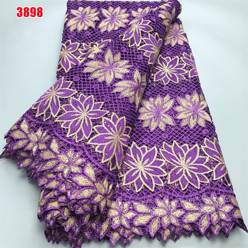3898 New Fashion African cord guipure lace embroidery fabric wedding dress Nigerian women clothings wine lace fabric