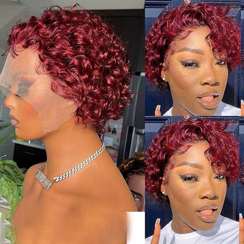 Pixie Cut Wigs Brazilian Hair 13*1 Closure Short Bob Wigs For Women 13x4 Curly Lace Pixie Wigs With Baby Hair