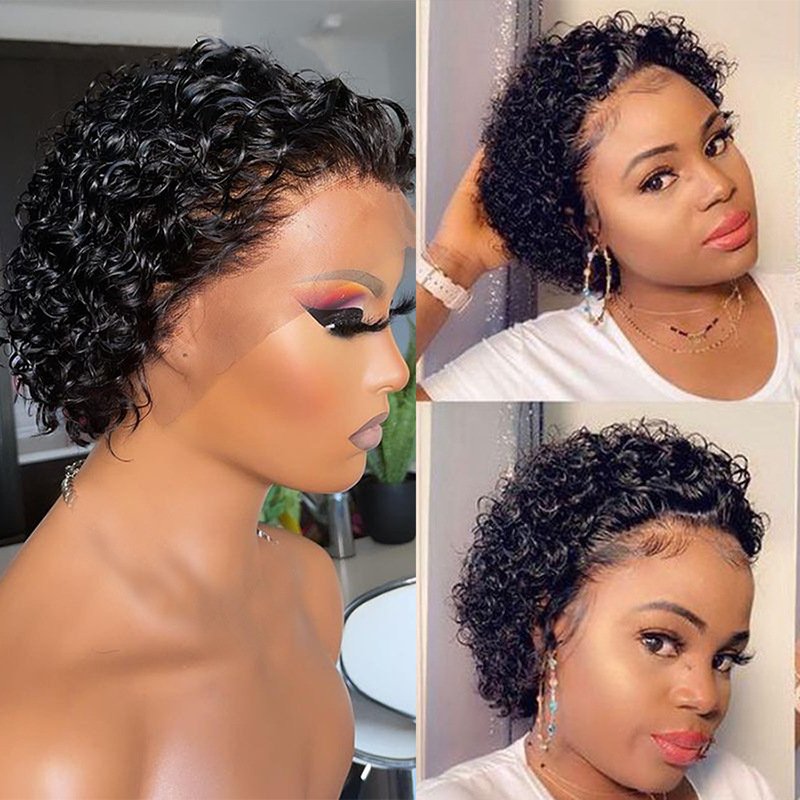 Pixie Cut Wigs Brazilian Hair 13*1 Closure Short Bob Wigs For Women 13x4 Curly Lace Pixie Wigs With Baby Hair