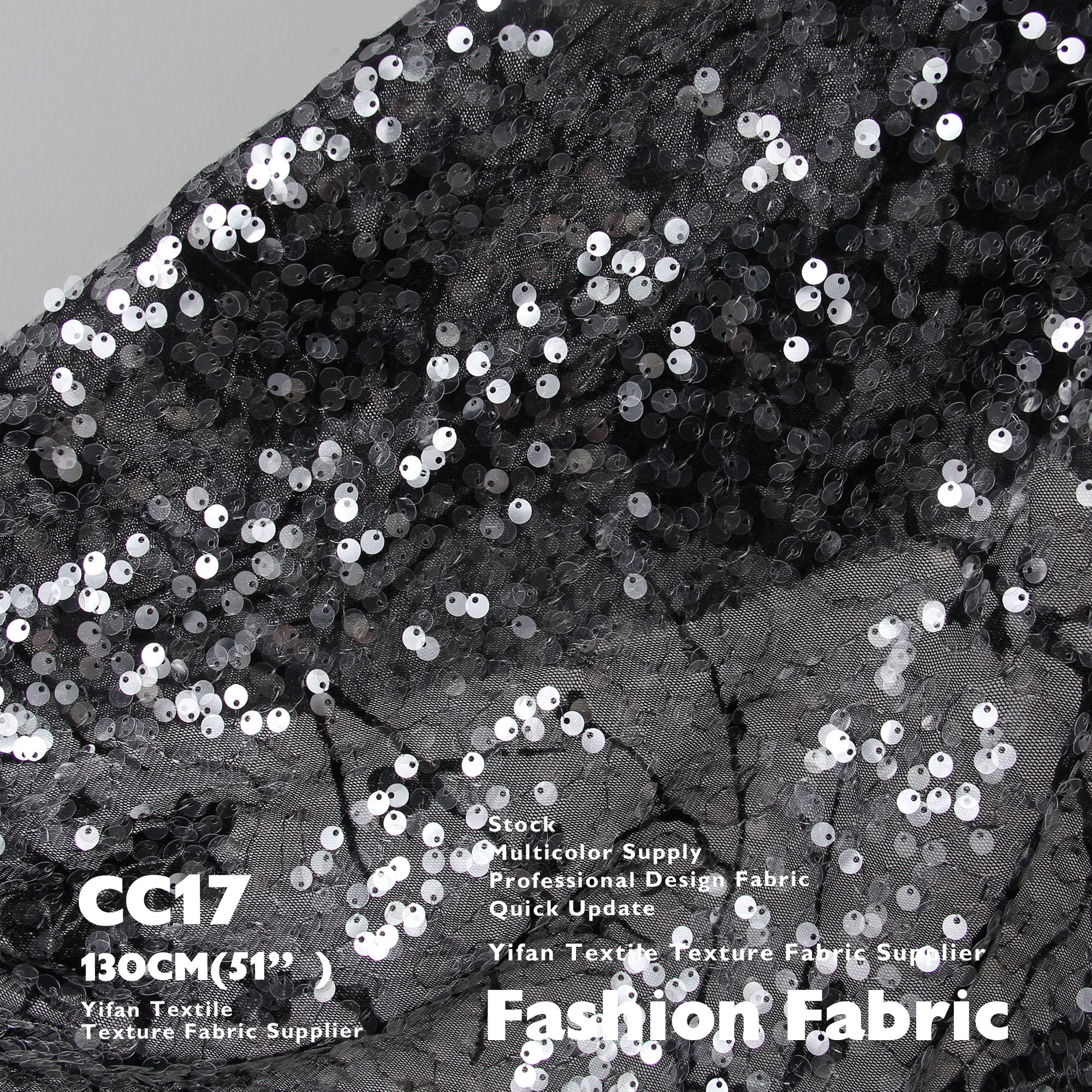 Fashion Fabric Shiny High-Density Semi-Transparent Soft Mesh Sequin Embroidery Fabric for Skirts Pillows T-shirts