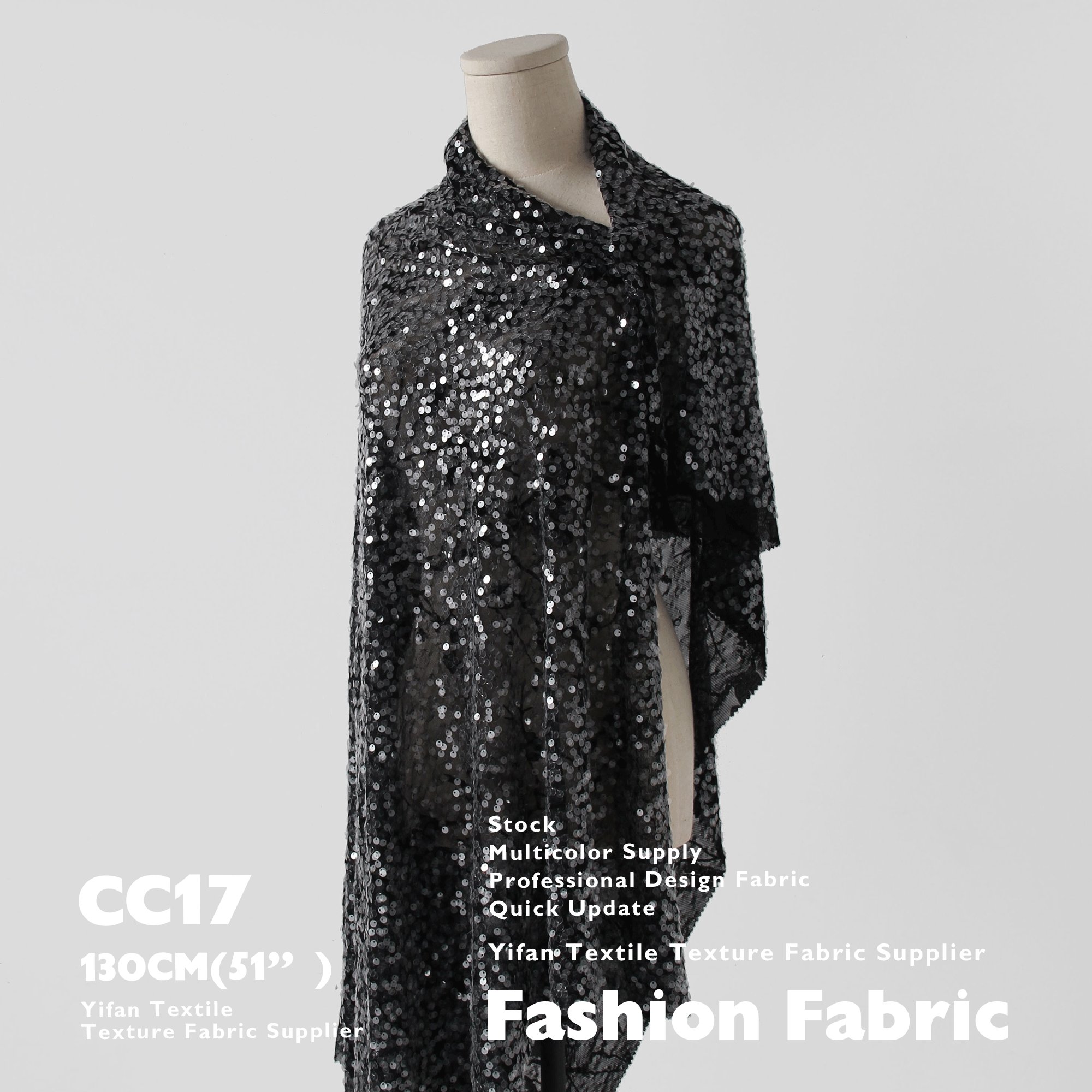 Fashion Fabric Shiny High-Density Semi-Transparent Soft Mesh Sequin Embroidery Fabric for Skirts Pillows T-shirts