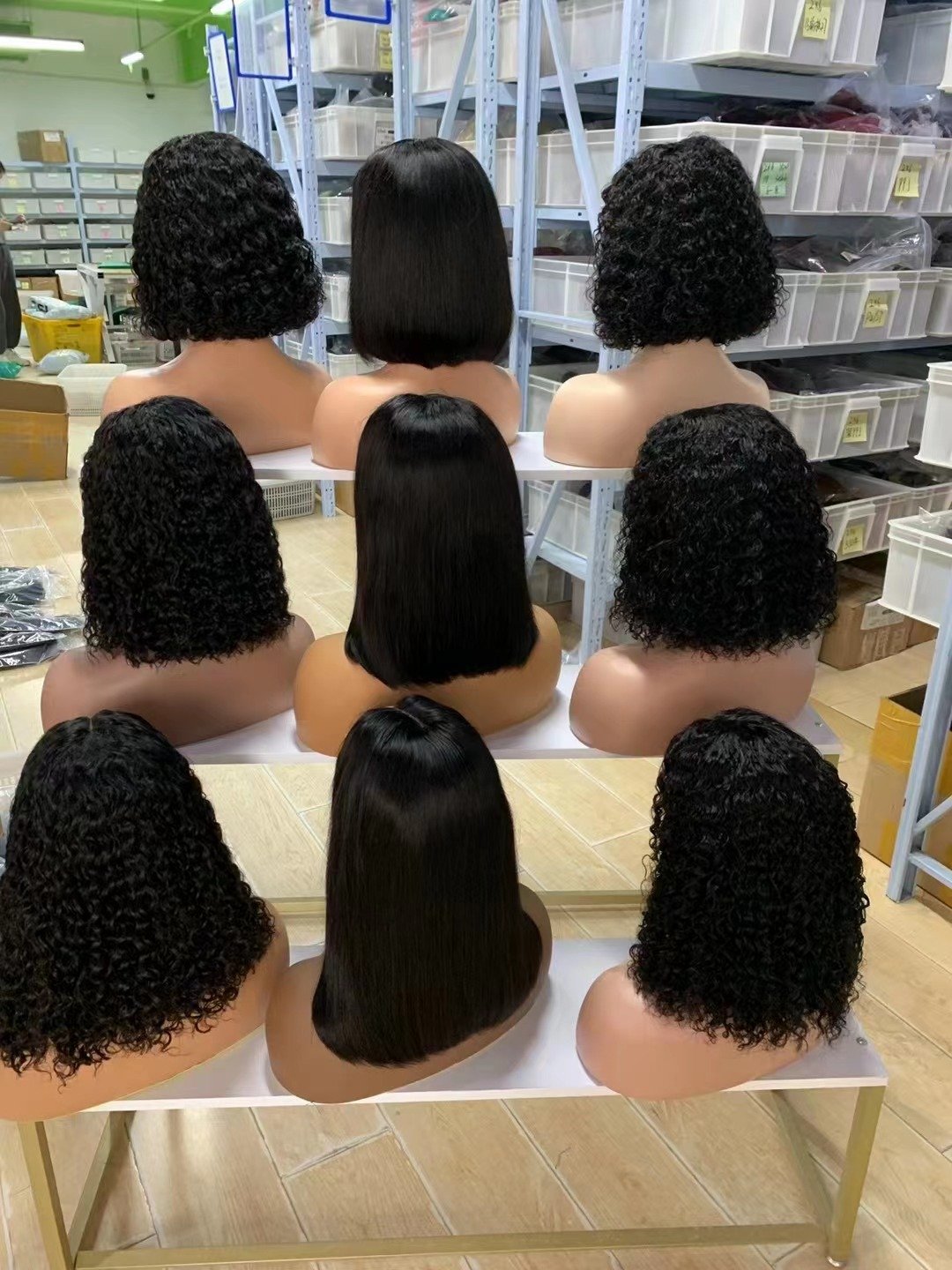 Wholesale Virgin Hair Water Wave Wig Short Curly Brazilian 13x4 Lace Vendor 180% Density Curly Bob Wigs