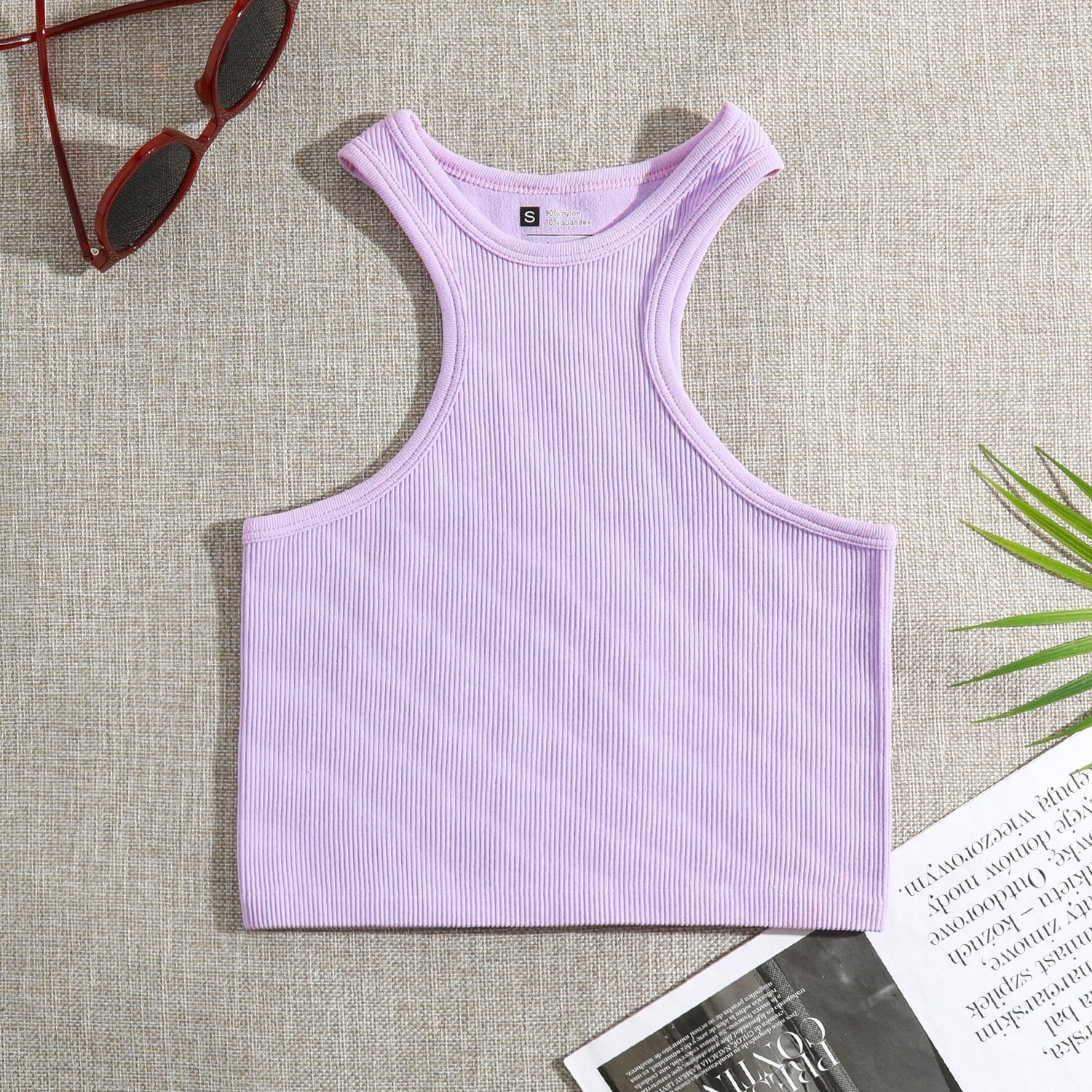 OEM Clothing Custom Logo Graphic Wholesale Blank Ladies White Black Plain Basic Knit Ribbed Crop Tank Top Women