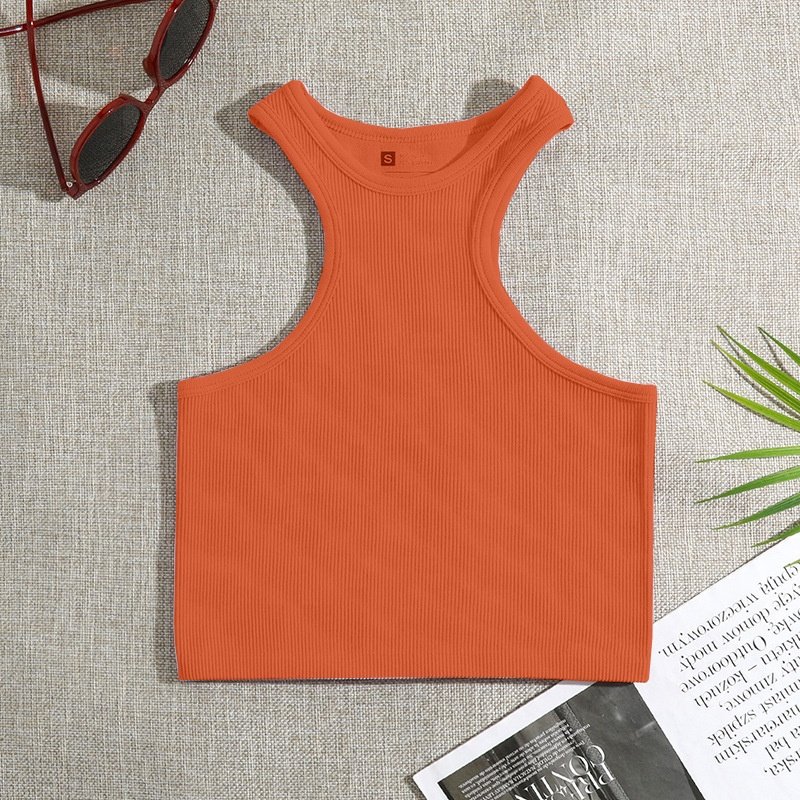 OEM Clothing Custom Logo Graphic Wholesale Blank Ladies White Black Plain Basic Knit Ribbed Crop Tank Top Women