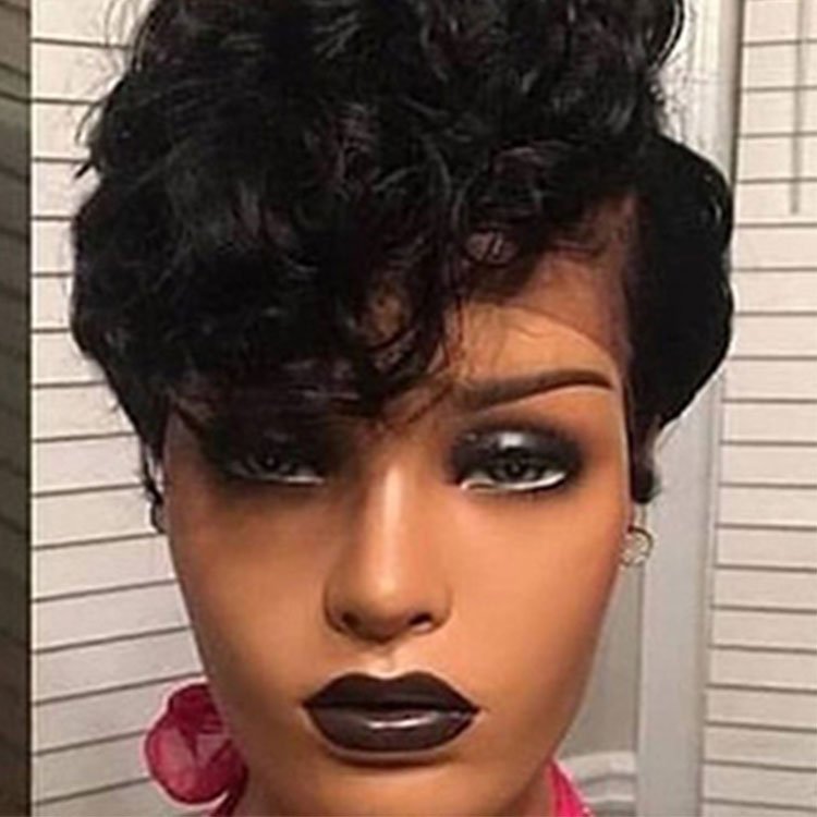 Factory Vendor Short Pixie Curly Bob Black Women Raw Indian Virgin Cuticle Aligned Hair Lace Front Wigs