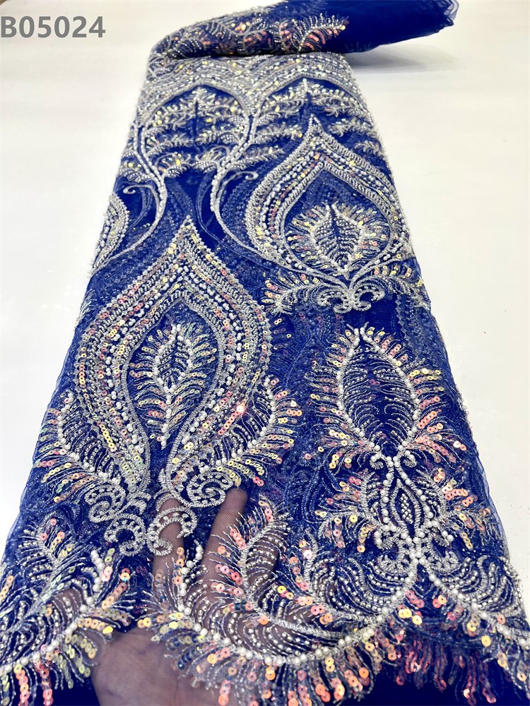 Handwork Beads Embroidery Lace Tulle Pearls Embroidered Beaded Fabric Glitter Sequin Net Lace Fabric