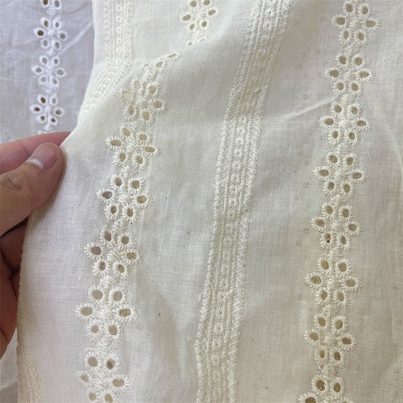 Cotton embroidery cotton cotton perforated embroidery fabric full width high density embroidery