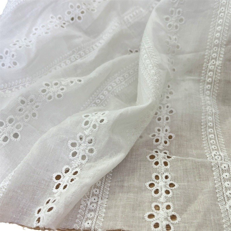 Cotton embroidery cotton cotton perforated embroidery fabric full width high density embroidery