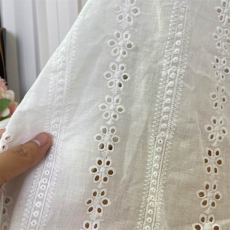 Cotton embroidery cotton cotton perforated embroidery fabric full width high density embroidery