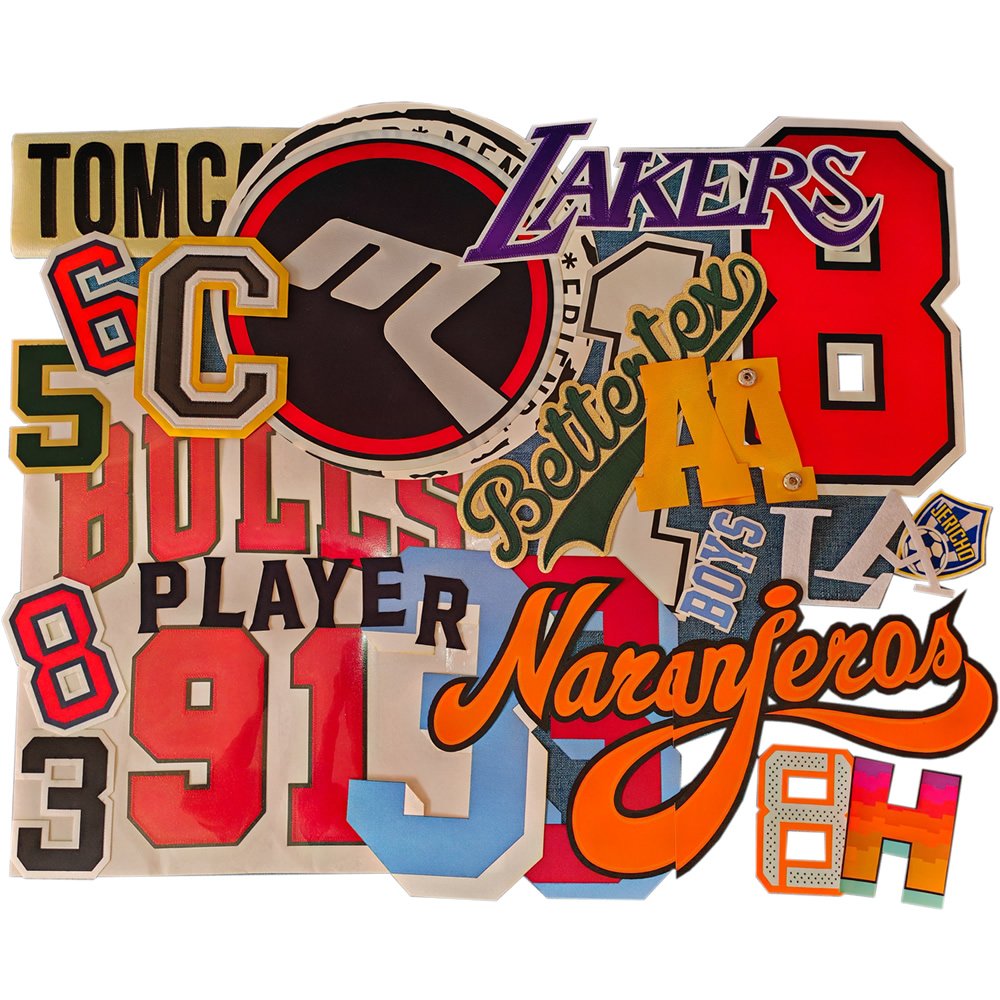 By Meters HotMelt Adhesive Backing Team Colors Poly Twill Embroidery Applique Tackle Twill for Sports Jersey