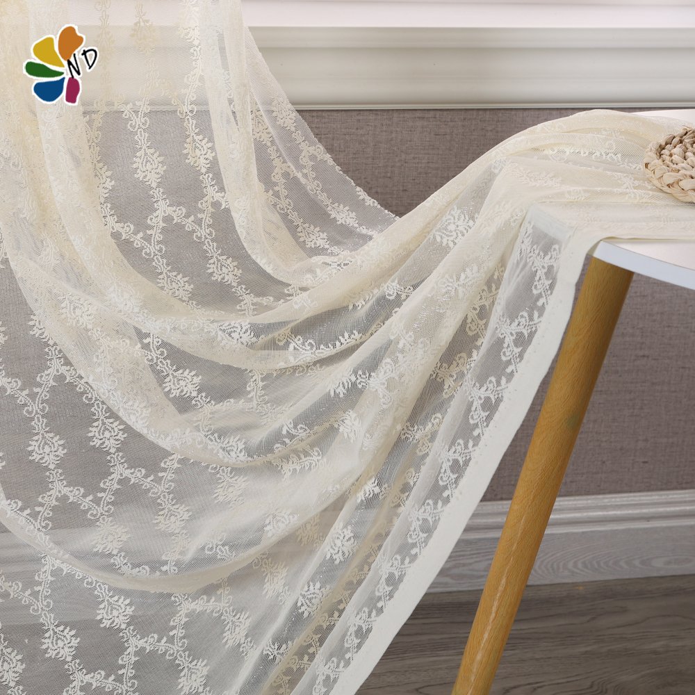 100gsm lace sheer curtains embroidery fabric for the living room