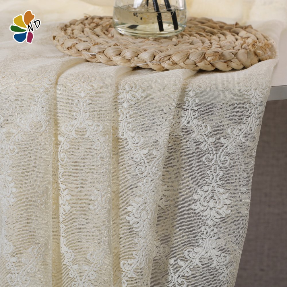100gsm lace sheer curtains embroidery fabric for the living room