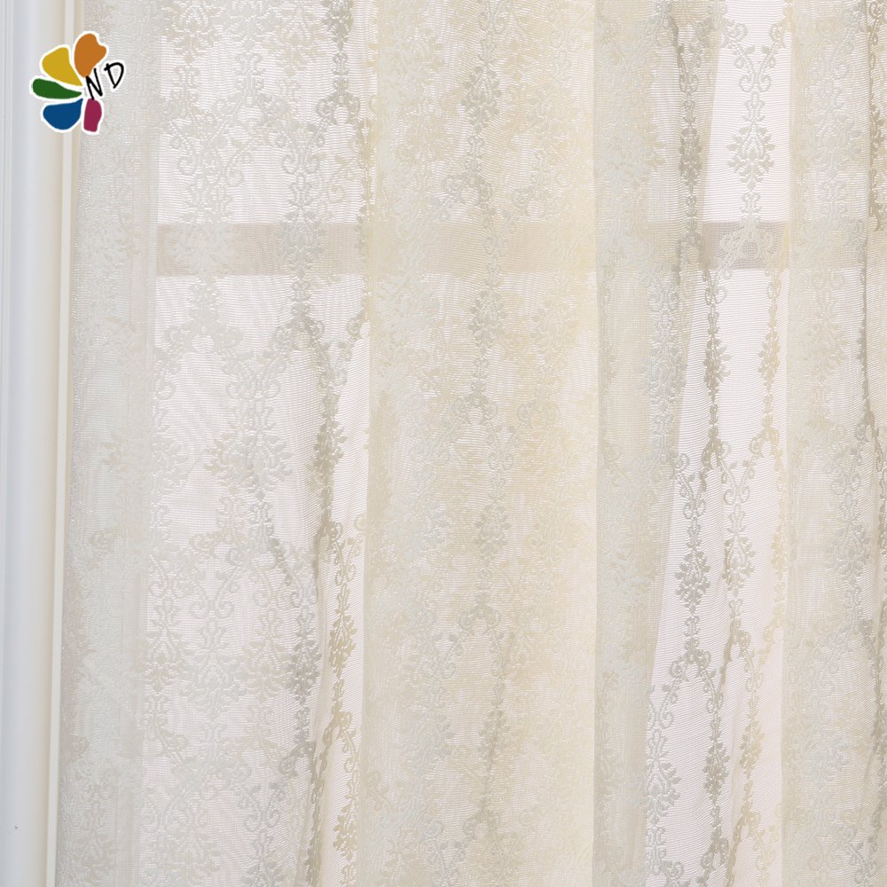 100gsm lace sheer curtains embroidery fabric for the living room