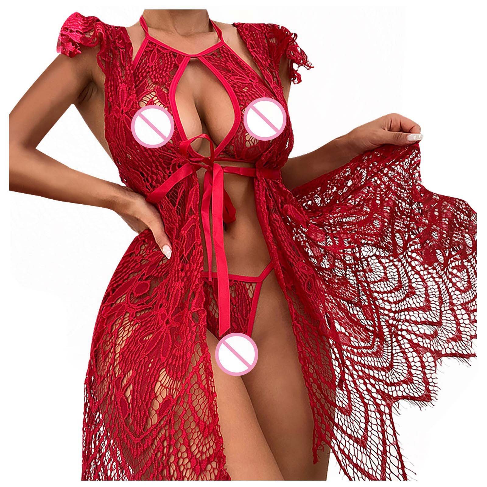Bathrobe Gown Long Lace Women's New product ideas 2024 Women's sexy nightie