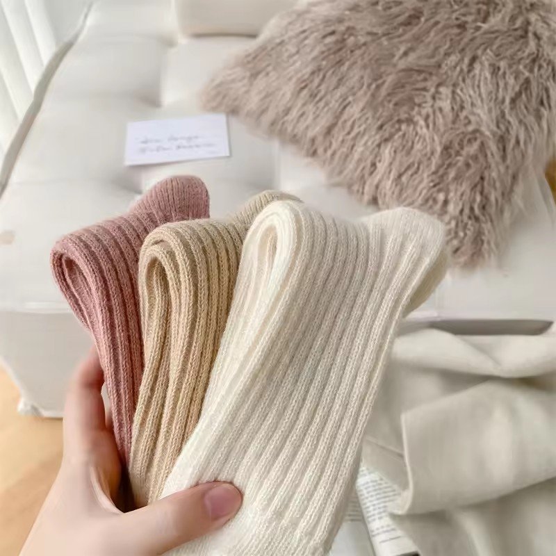 High Quality Loose Foldable Cuff Ribbed Women's Socks Autumn Winter Thick Warm Wool Cashmere Socks