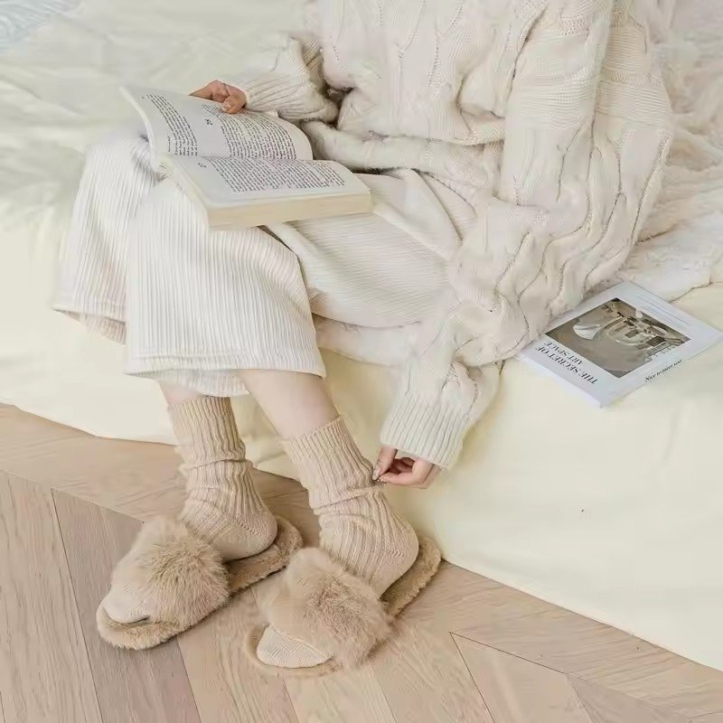 High Quality Loose Foldable Cuff Ribbed Women's Socks Autumn Winter Thick Warm Wool Cashmere Socks