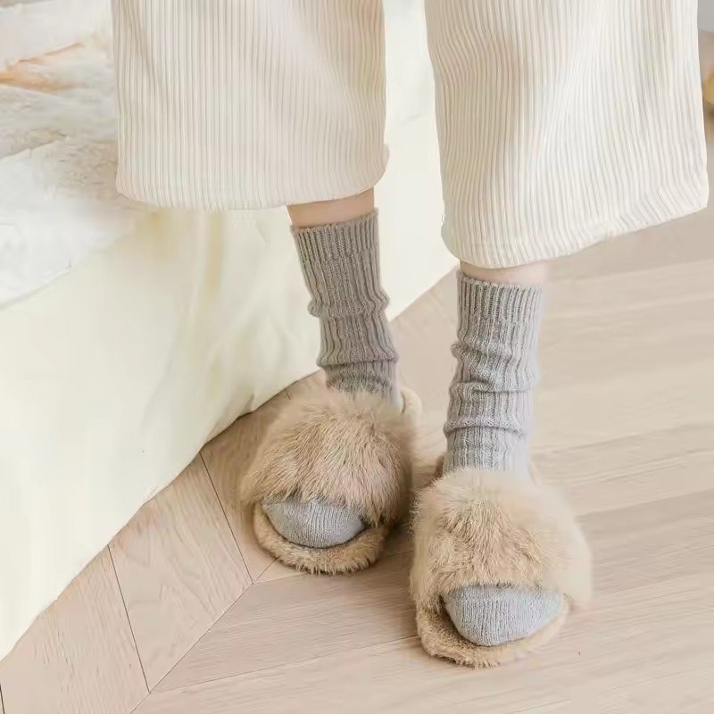 High Quality Loose Foldable Cuff Ribbed Women's Socks Autumn Winter Thick Warm Wool Cashmere Socks
