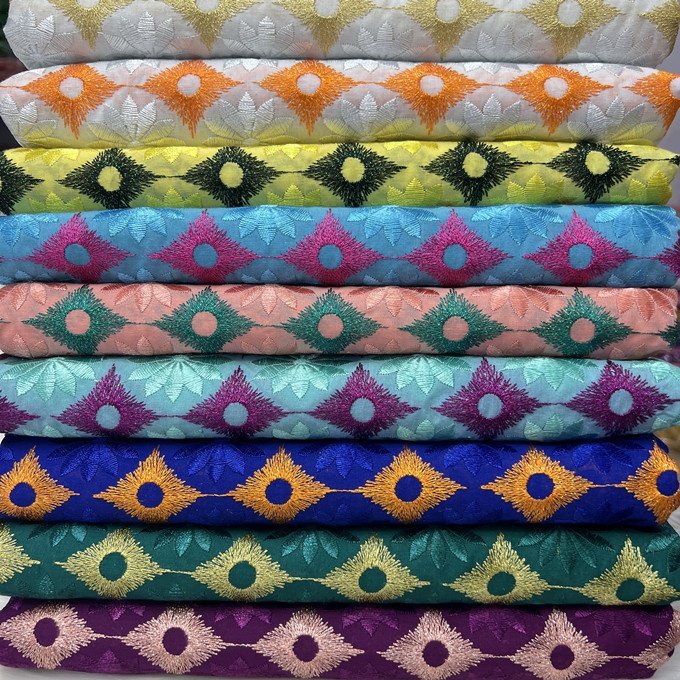 Lace African lace fabric 5 yards, Nigerian embroidered cotton lace fabric suitable for wedding party dress sewing