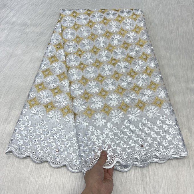 Lace African lace fabric 5 yards, Nigerian embroidered cotton lace fabric suitable for wedding party dress sewing