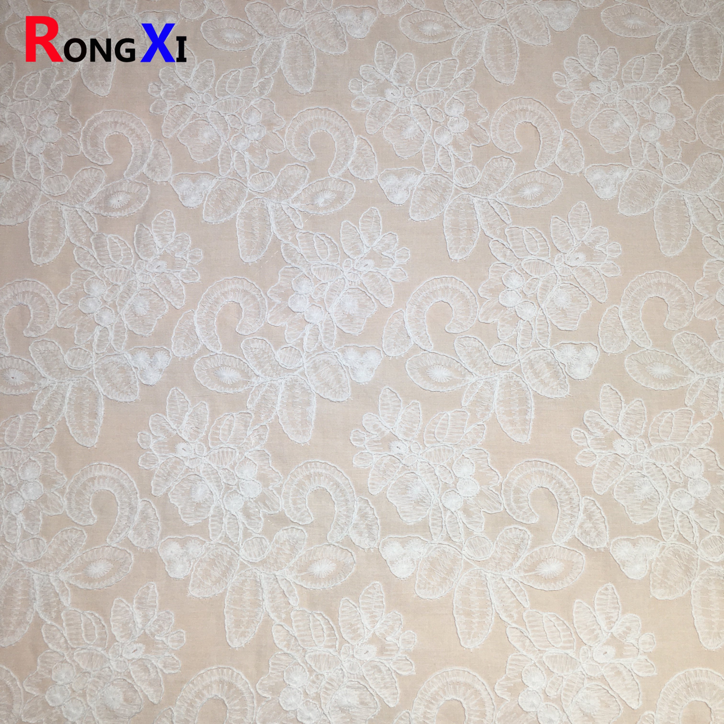 RXF2206 Italian lace trim floral embroidery 3D cotton eyelet fabric
