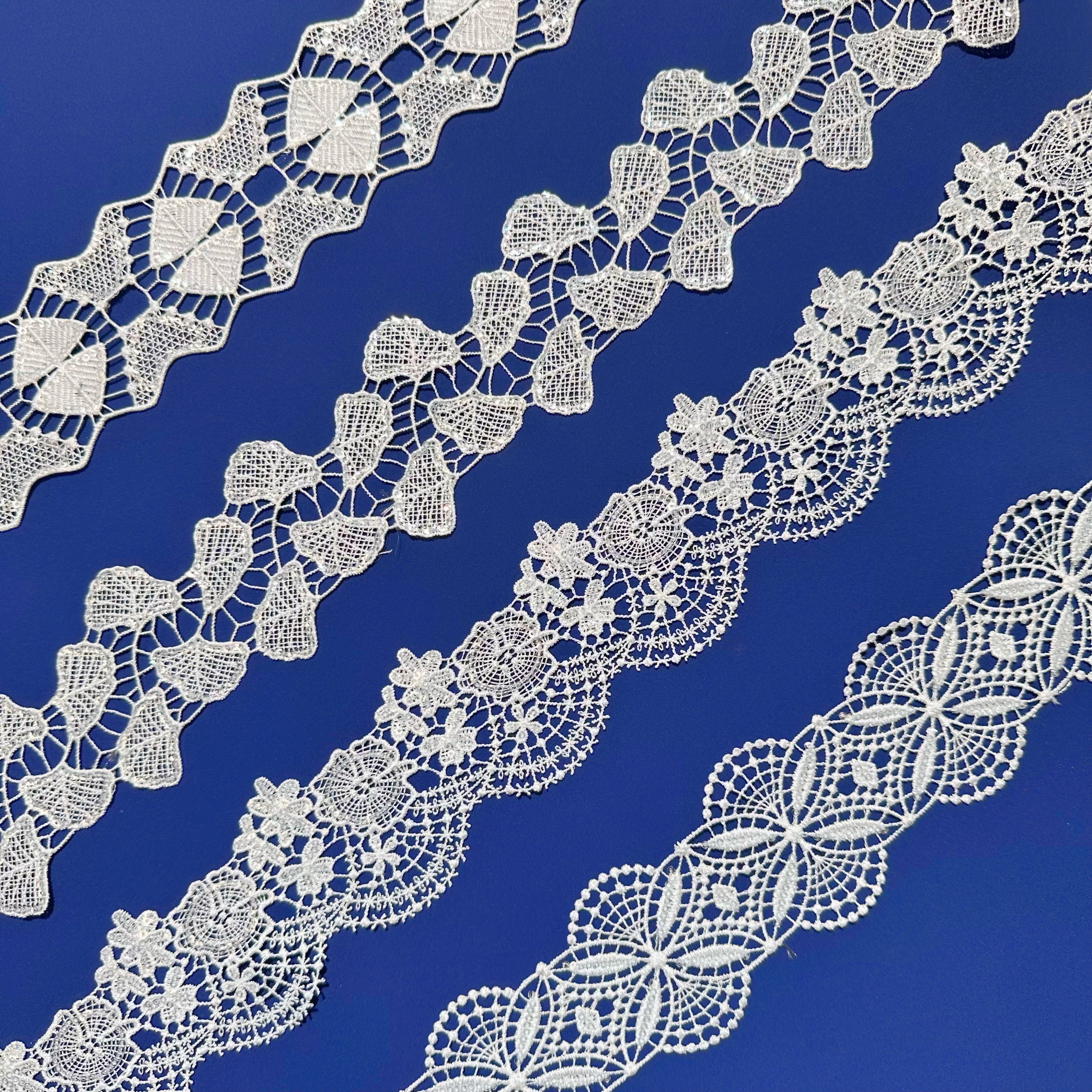 Customizable Hot Sale High Quality white polyester Sequin embroidery designs bead lace trim