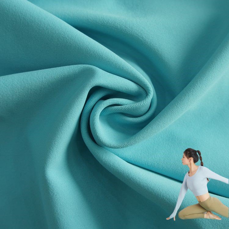 Double Sided Brushed Polyester 77% Spandex 23% Sweat Yoga Pants Fabric Interlock Style Sportswear and Swimwear