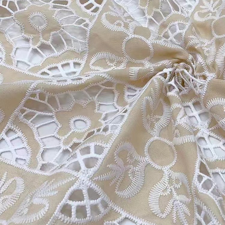 Unique Design Geometric Water Soluble Lace Fabric Square Embroidery Fabric Laser Checker European Embroidery Fabric