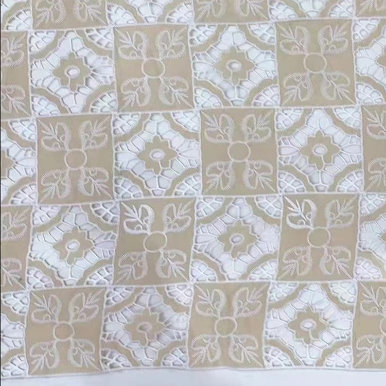Unique Design Geometric Water Soluble Lace Fabric Square Embroidery Fabric Laser Checker European Embroidery Fabric
