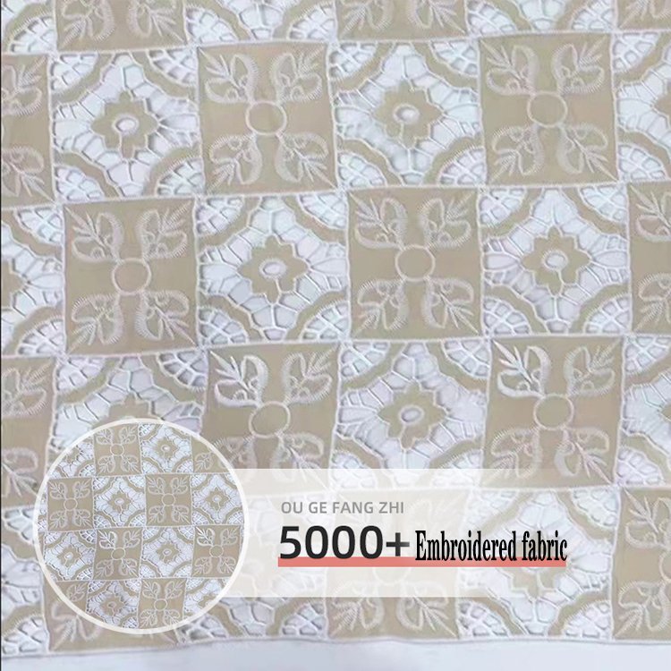 Unique Design Geometric Water Soluble Lace Fabric Square Embroidery Fabric Laser Checker European Embroidery Fabric