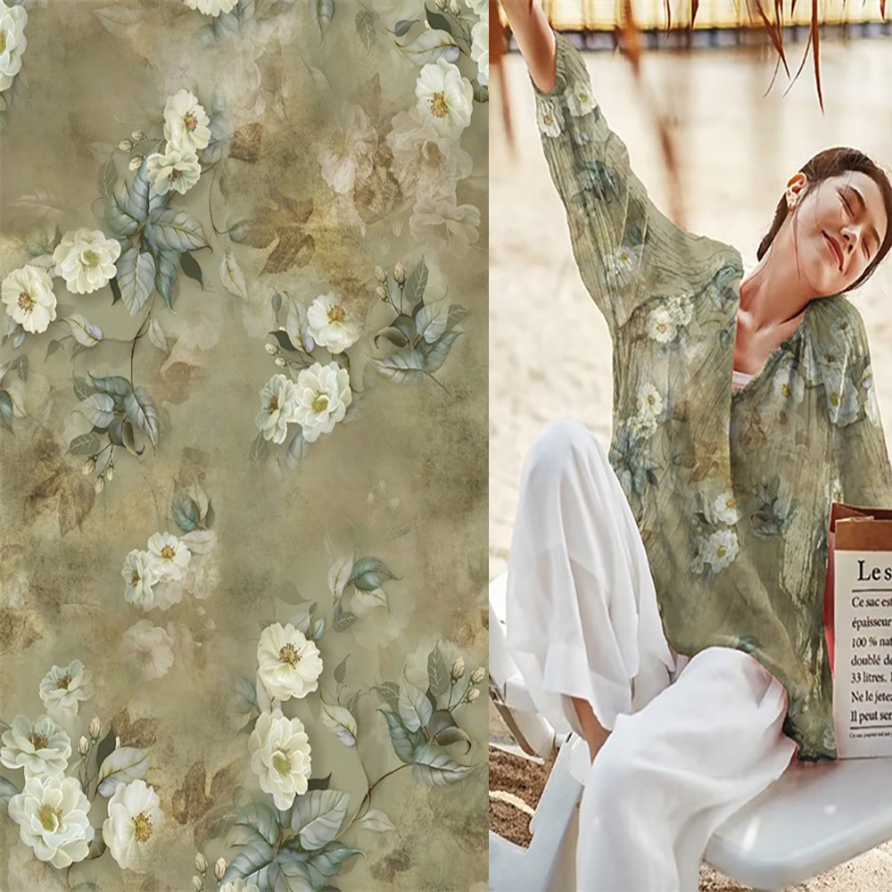 2024 Textile pattern innovation ramie digital print in Eco-friendly garments