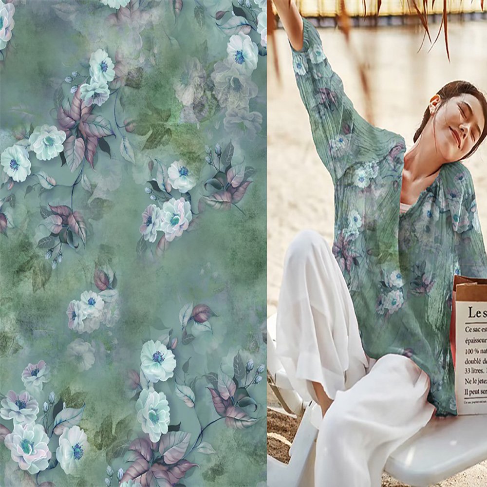 2024 Textile pattern innovation ramie digital print in Eco-friendly garments
