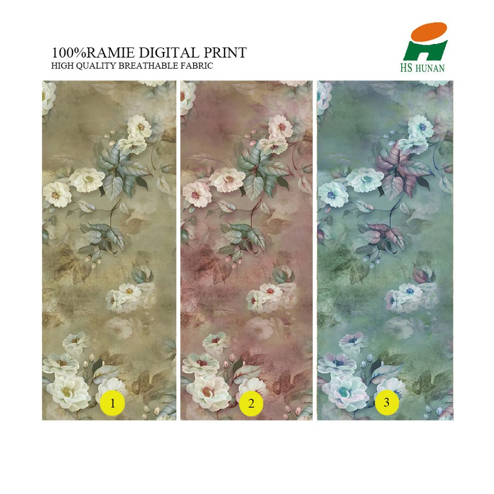 2024 Textile pattern innovation ramie digital print in Eco-friendly garments