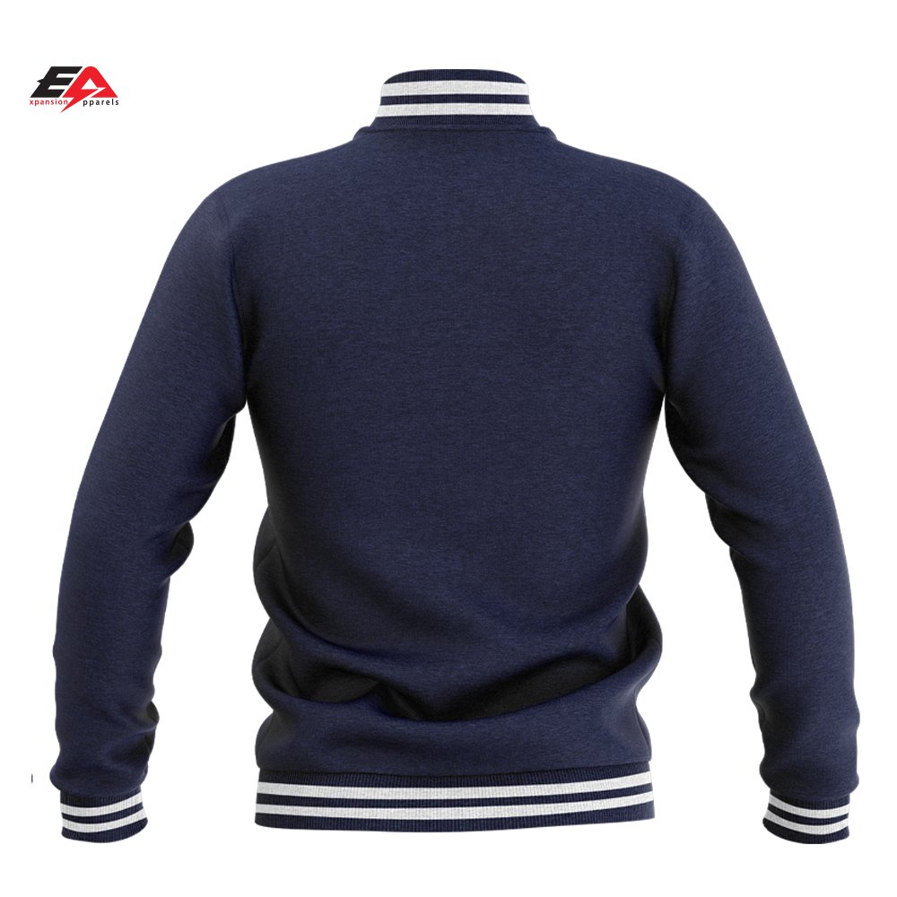 Varsity Jacket Winter Soft Cotton Fleece Flat Knitted Breathable Summer Parka Ribbed Collar Cuff Pockets Light Puffer Jacket