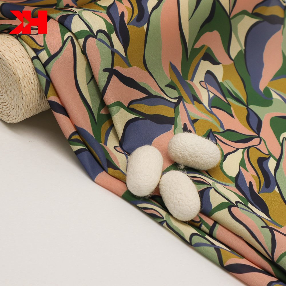 High quality custom digital bridal matte silk satin chiffon fabric digital printing