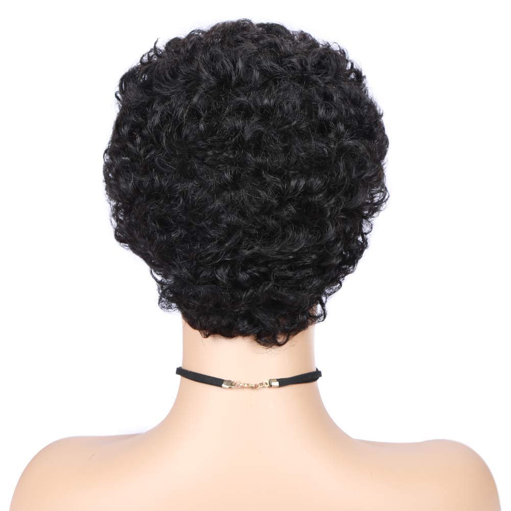 HC08 Wholesale 8inch Short Human Hair Wig Women None Lace Wigs for Black Pixie Cut Full Machine Pixie Curly Ombre Color 1B#,30#