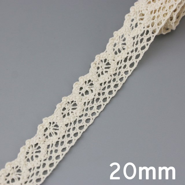 White Beige Cotton Embroidered Lace Net Ribbons Fabric Trim DIY Sewing Handmade Craft Materials