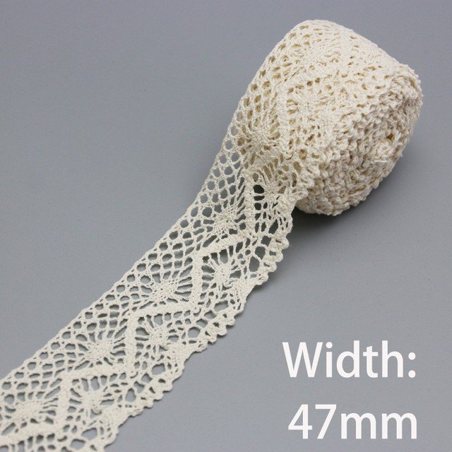 White Beige Cotton Embroidered Lace Net Ribbons Fabric Trim DIY Sewing Handmade Craft Materials