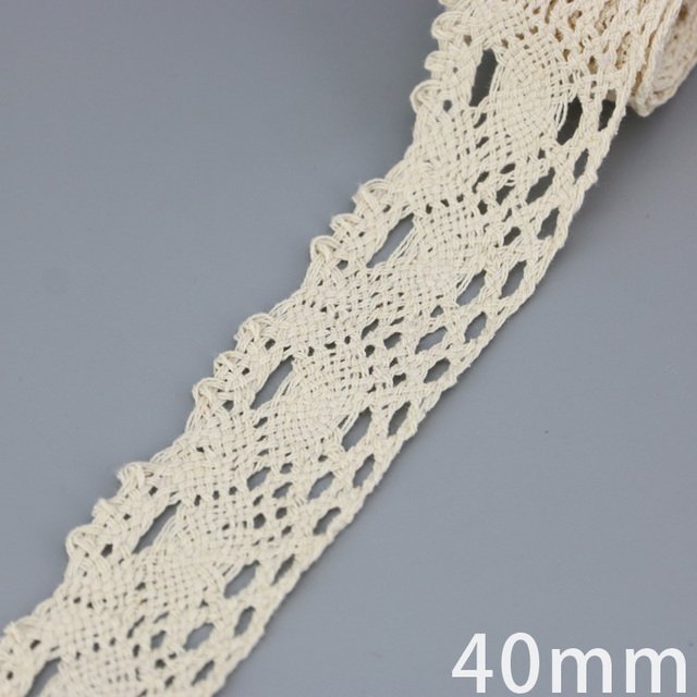 White Beige Cotton Embroidered Lace Net Ribbons Fabric Trim DIY Sewing Handmade Craft Materials