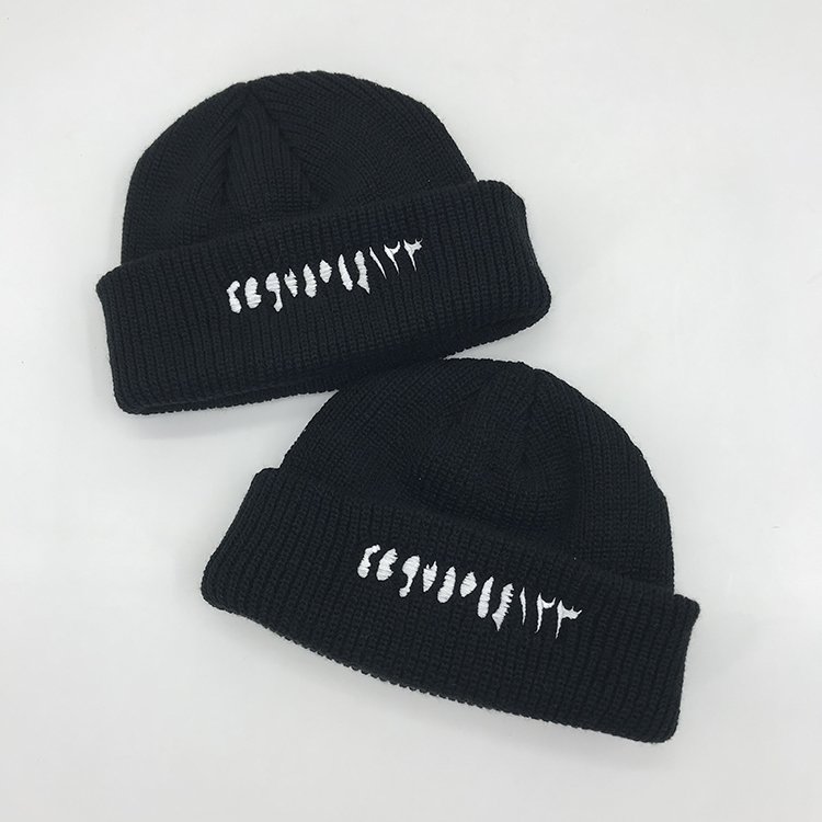 Custom Wholesale Fisherman Logo Acrylic Warm Plain Winter Hat Unisex sport Long Ribbed Cuff Knit Beanie