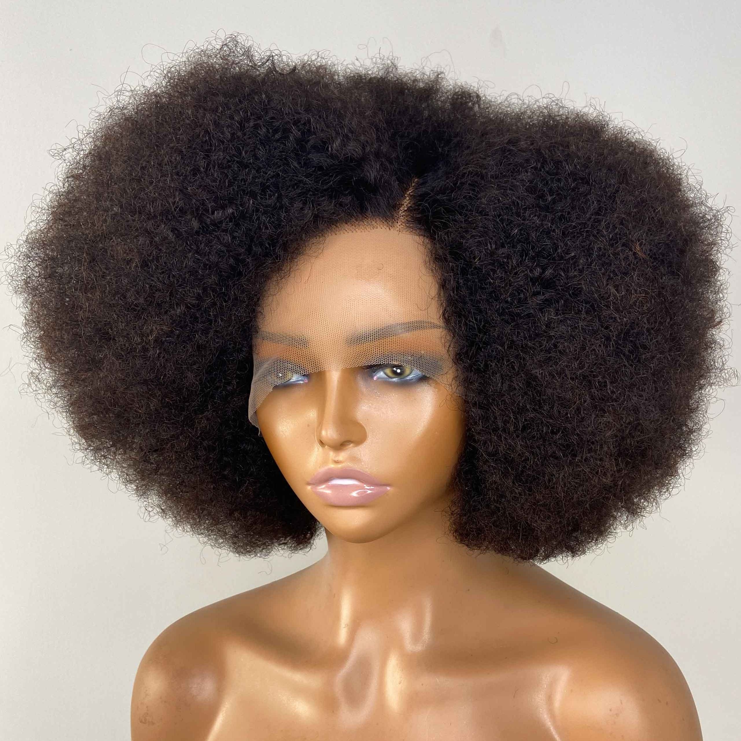 Afro Kinky Curly Human Hair Wig 13*4 Lace Wigs Human Hair Virgin Pre Plucked with Baby Hair Natural Color