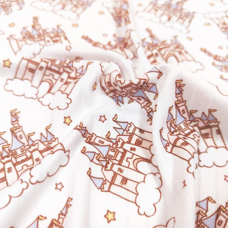 Castle Pattern Ribbed Knit 4 Way Stretch Digital Printing Polyester Spandex 8*3 Rib Knit Print Fabric For Clothes