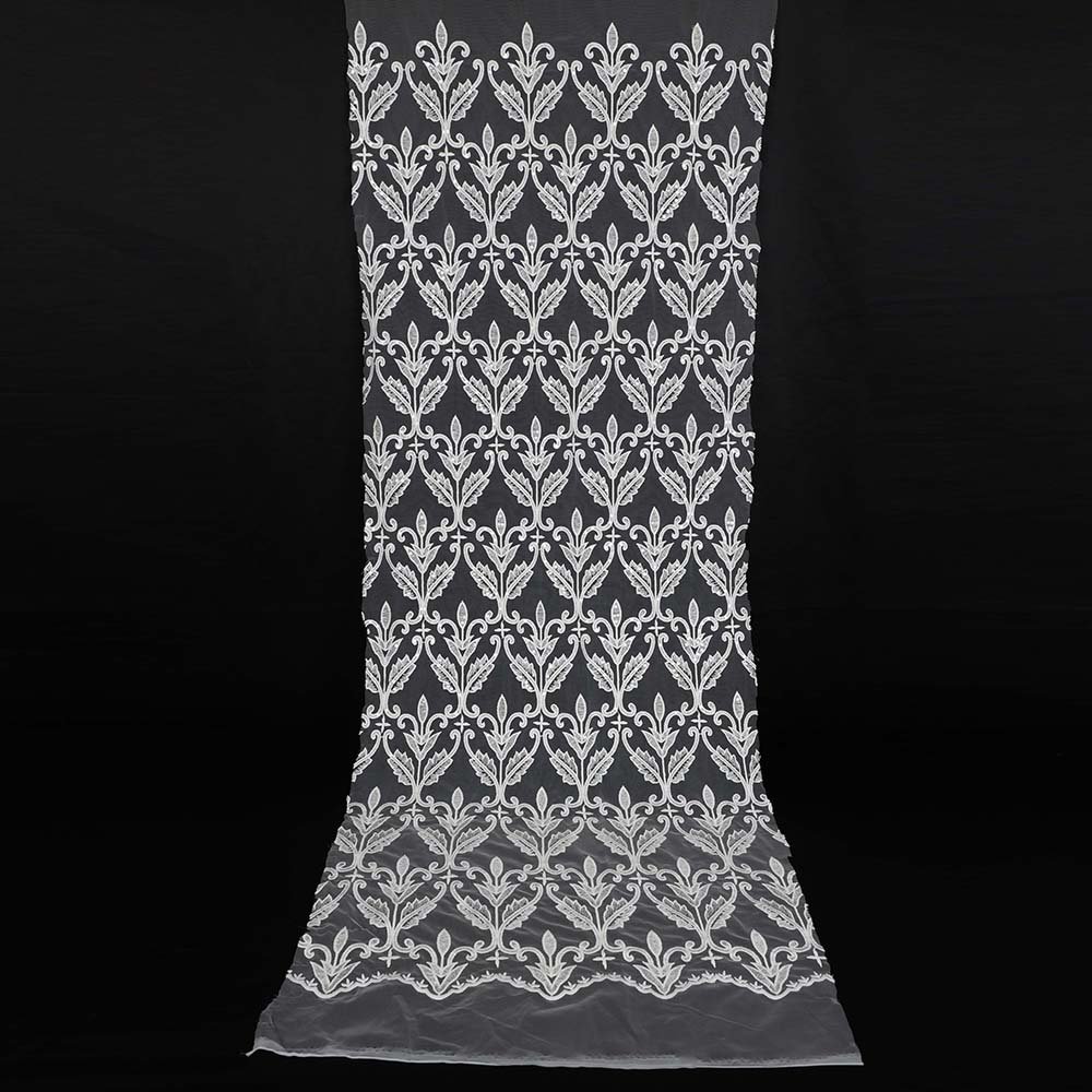 Yanzi 2024 New luxury french white wedding bridal lace fabric with sequins wholesale embroidery tulle lace dress fabric
