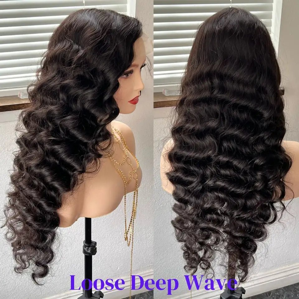 Ready To Ship Glueless Peruvian Human Hair Full Lace Wig Lace Front Wigs Loose Depp Curly 4*4/5*5 Wig