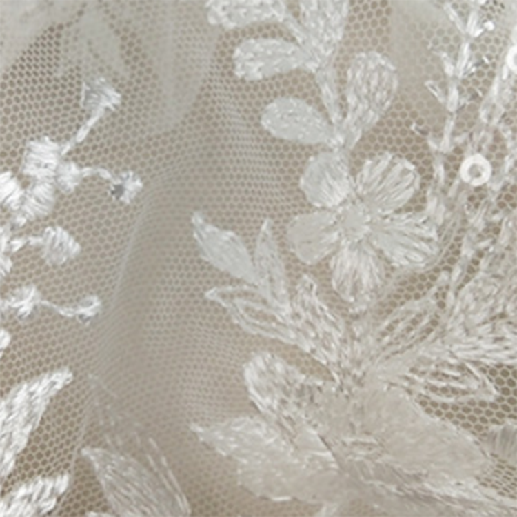 Fashion White Mesh Bird Flower Embroidery French Bridal Wedding Dress Embroidery Lace tulle Fabric