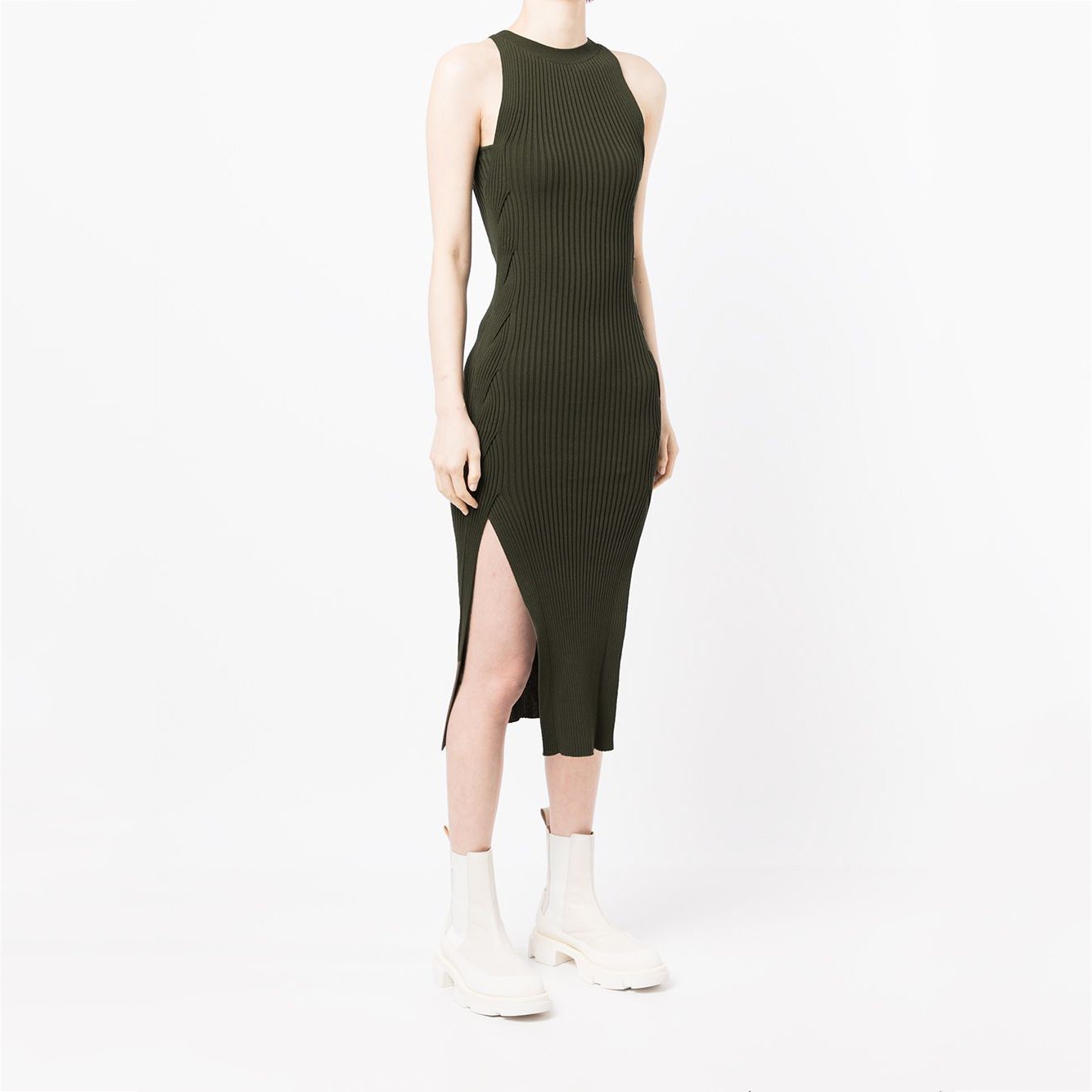 knitwear manufacturers custom sleeveless rib Knit Dress maxi Cotton Knit Dress crew neck summer sweater dress women clothing