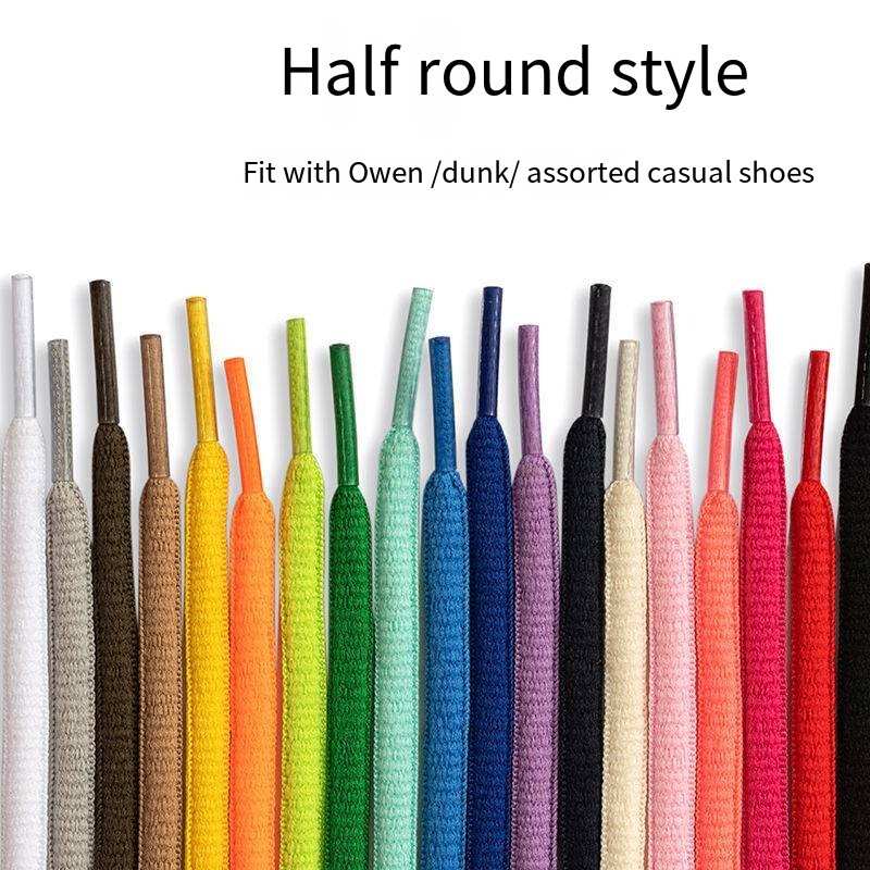 High-quality fashion multi-color polyester oval semi-circle LACES with plastic metal shoulder straps custom shoe lace