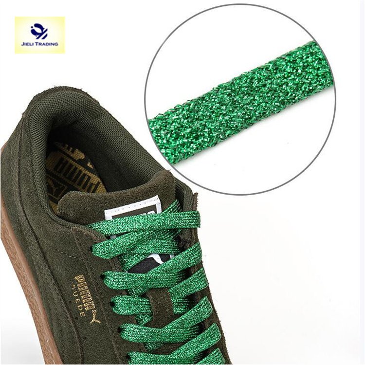 Jieli Fashion Custom Printed Logo Colored Fancy Glitter Wire Shoe Laces for Sneakers wholesale