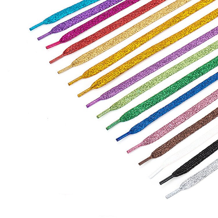Jieli Fashion Custom Printed Logo Colored Fancy Glitter Wire Shoe Laces for Sneakers wholesale