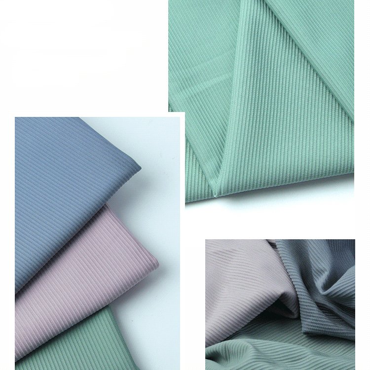 Manufacturer 300GSM Rib Bnit 70% Nylon 30% Spandex Striped Fabric For Yoga Sportswear