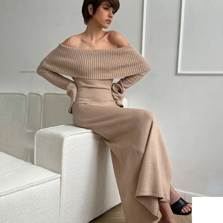 Autumn And Winter Round Neck Plaid Ribbed Cardigan Women's Sweater Dress Cardigan Women's Knitted Pullover Sweater MY1